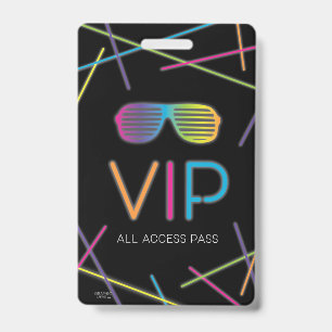 Tarjeta De Identificación Dulces 16 Cumpleaños Fiesta Glow Neon VIP