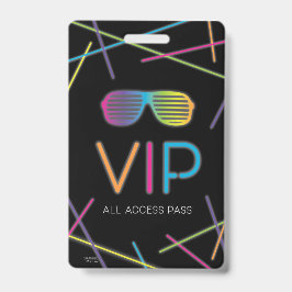 Tarjeta De Identificación Dulces 16 Cumpleaños Fiesta Glow Neon VIP
