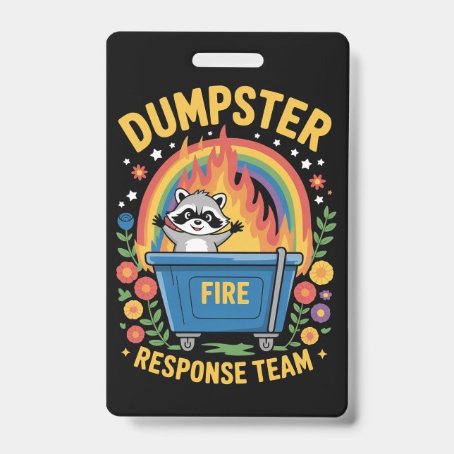Tarjeta De Identificación Dumpster Fire Response Team Sarcasm Meme Funny  (Anverso)