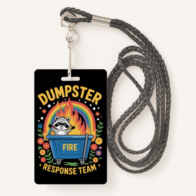 Tarjeta De Identificación Dumpster Fire Response Team Sarcasm Meme Funny  (Anverso son cordón)