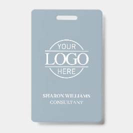 Tarjeta De Identificación Dusty Blue Employee ID with Custom Business Logo