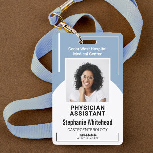 Tarjeta De Identificación Dusty Blue Hospital Medical Employee Foto ID