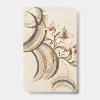 Tarjeta De Identificación Earthy Abstract Floral & Calligraphy Lines Art Pri