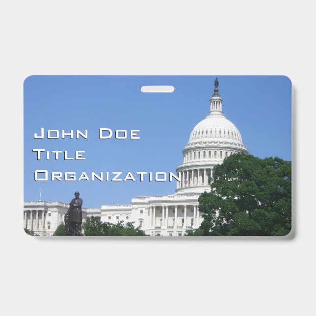 Tarjeta De Identificación Edificio del Capitolio en Washington DC (Parte frontal)