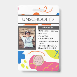 Tarjeta De Identificación Educación en casa Estudiante divertido sin escolar