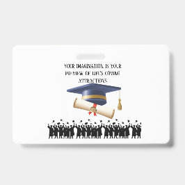 Tarjeta De Identificación Einstein's graduation motto white