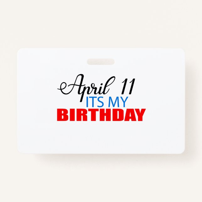 Tarjeta De Identificación El 11 de abril es mi cumpleaños (Anverso)