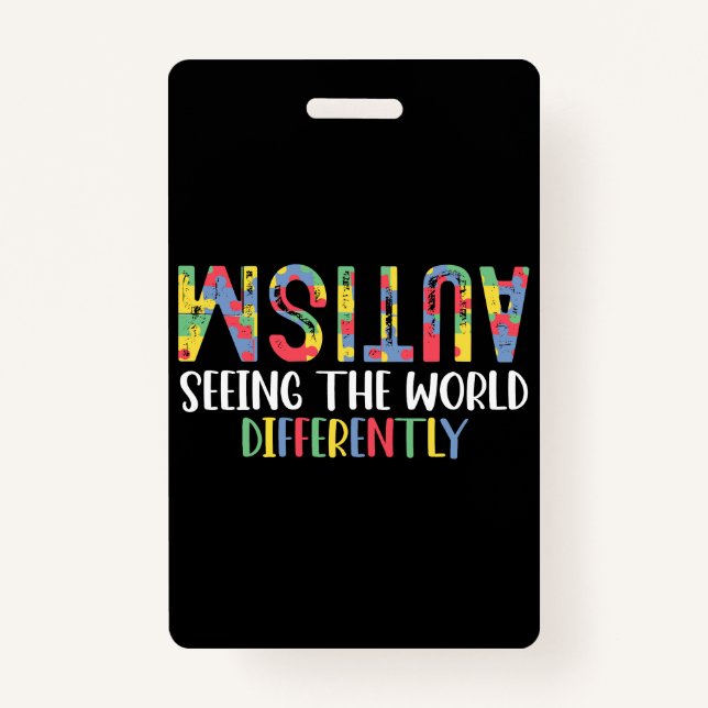 Tarjeta De Identificación El autismo ve el mundo de manera diferente como un (Anverso)