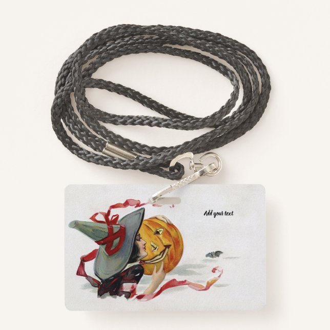 Tarjeta De Identificación El beso de la bruja: un Jack o Lantern en Hallowee (Anverso con cordón)