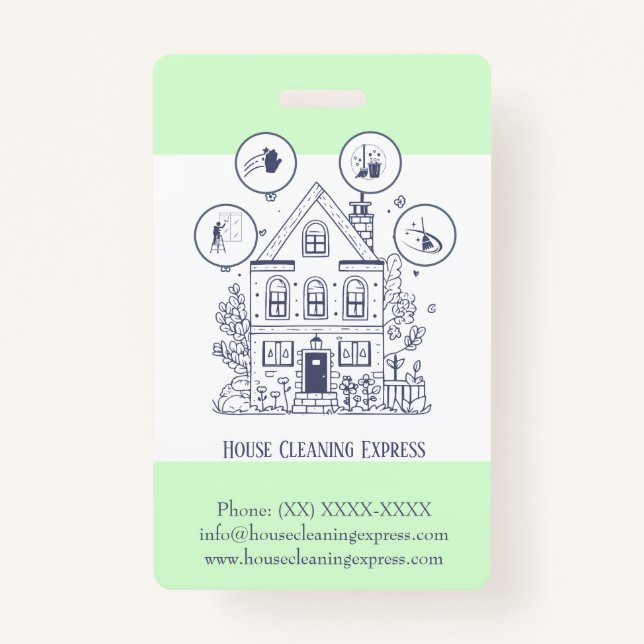 Tarjeta De Identificación El encanto de los servicios domésticos de limpieza (Anverso)