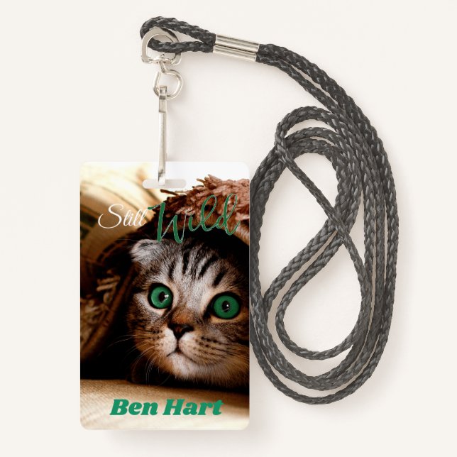 Tarjeta De Identificación El Gato Todavía Está Salvaje (Anverso son cordón)