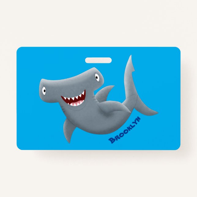 Tarjeta De Identificación El gracioso tiburón martillo personalizado (Anverso)