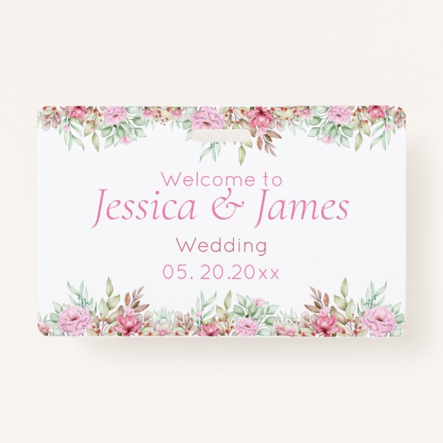 Tarjeta De Identificación El Planificador De Bodas, Elegante Floral Sofistic (Anverso)