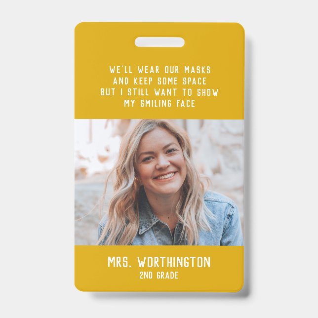 Tarjeta De Identificación El profesor de escuela es un lindo nombre de foto  (Front)