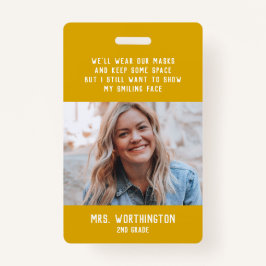 Tarjeta De Identificación El profesor de escuela es un lindo nombre de foto 