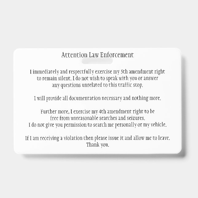 Tarjeta De Identificación El tráfico policial para dejar de conocer tu tarje (Anverso)