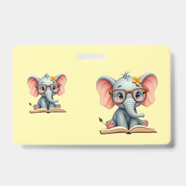 Tarjeta De Identificación Elefante Bebé Sabio (Parte frontal)