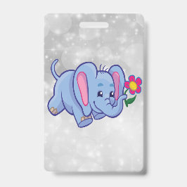 Tarjeta De Identificación Elefante de dibujos animados lindo