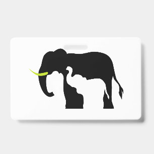 Tarjeta De Identificación Elefantes blancos y negros