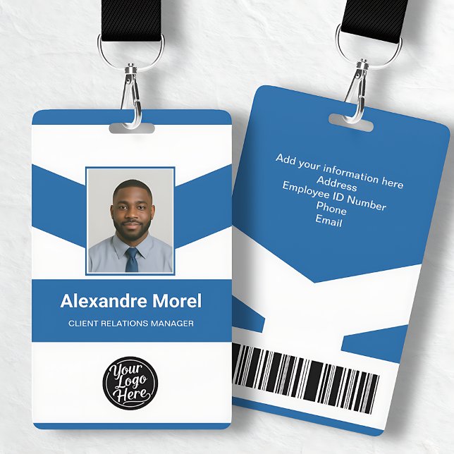 Tarjeta De Identificación Elegant Corporate Blue Stripes Employee ID Badge (Elegant Corporate Blue Stripes Employee ID Badge)