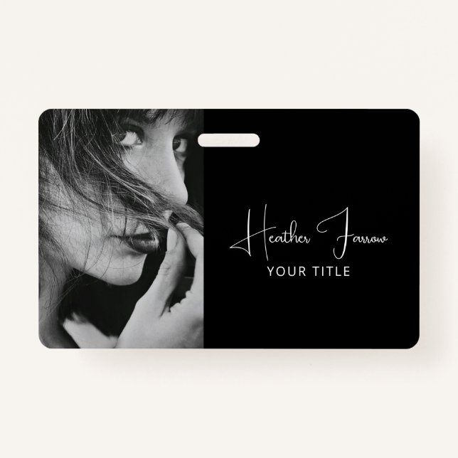 Tarjeta De Identificación Elegant Photo Script Name Title  (Anverso)