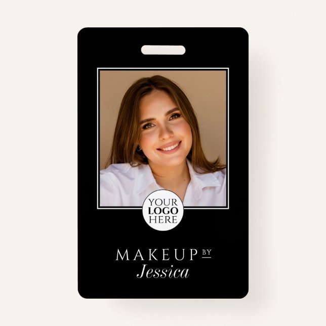 Tarjeta De Identificación Elegant Typography Black White Photo Makeup (Anverso)