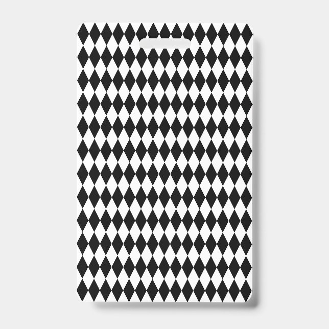 Tarjeta De Identificación Elegant White Black Harlequin Geometric Rhombuses (Parte frontal)