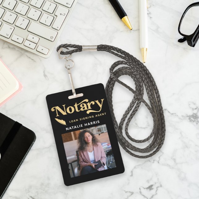 Tarjeta De Identificación Elegante Agente de Préstamo Notarial Foto Oro (Subido por el creador)