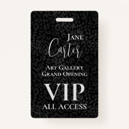 Tarjeta De Identificación Elegante Black Leopard VIP All Access Pass