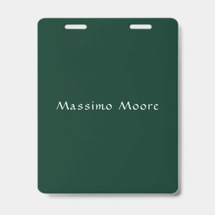 Tarjeta De Identificación Elegante Casual Verde Oscuro Caligrafía Propio Nom