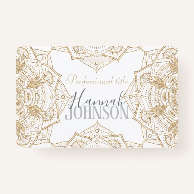 Tarjeta De Identificación Elegante diseño de manada blanca y dorada (Anverso)