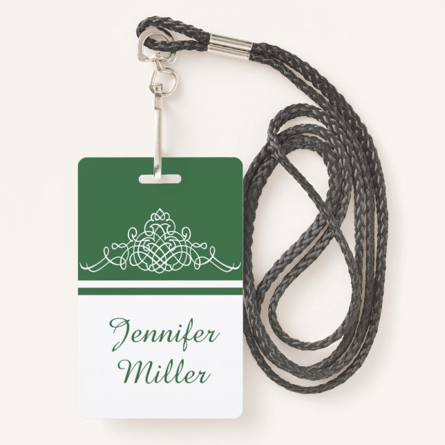 Tarjeta De Identificación Elegante diseño floral (Anverso son cordón)