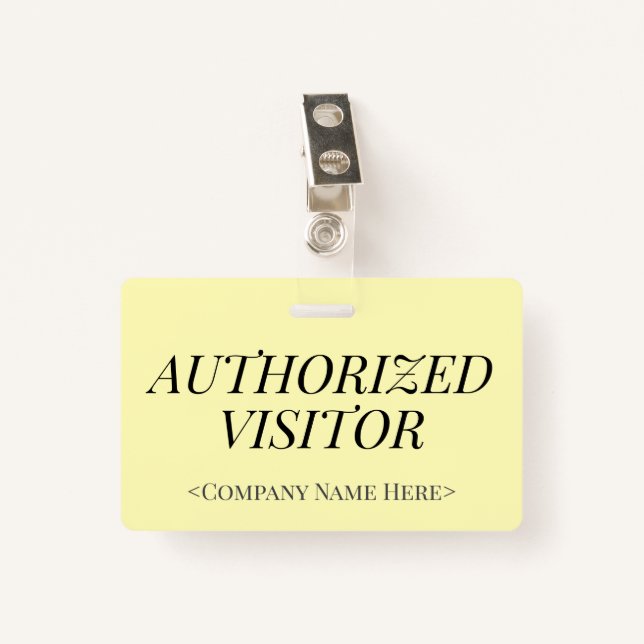 Tarjeta De Identificación Elegante distintivo "VISITADOR AUTORIZADO" (Anverso con clip)