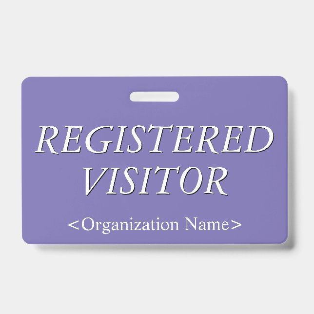Tarjeta De Identificación Elegante distintivo "VISITADOR REGISTRADO" (Front)