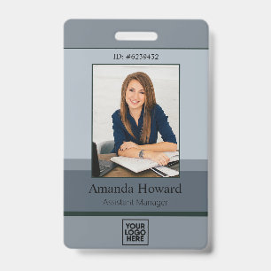 Tarjeta De Identificación Elegante empresa de foto de empleado de paleta gri