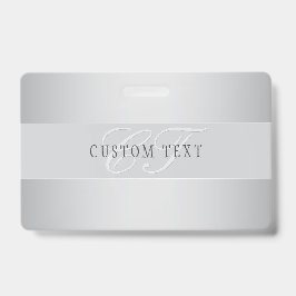 Tarjeta De Identificación Elegante escritura de monograma editable | Gris