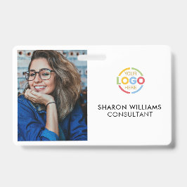 Tarjeta De Identificación Elegante foto de Empleados de la Compañía Blanca y