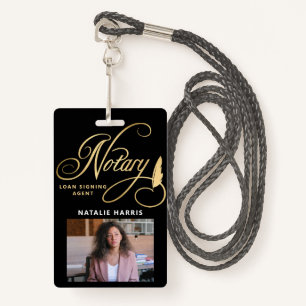 Tarjeta De Identificación Elegante foto Notario Oro Insignia de Agente de Pr