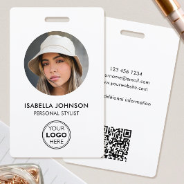 Tarjeta De Identificación Elegante ID Foto Logotipo Código QR Seguridad en b