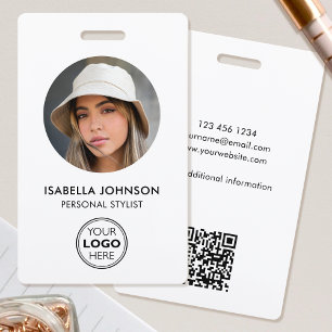 Tarjeta De Identificación Elegante ID Foto Logotipo Código QR Seguridad en b