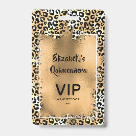 Tarjeta De Identificación Elegante Invitación de Quinceañera Leopardo VIP