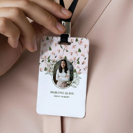 Tarjeta De Identificación Elegante Logotipo Botánico Monograma Acuarela Flor