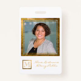 Tarjeta De Identificación Elegante marco cuadrado de oro monograma