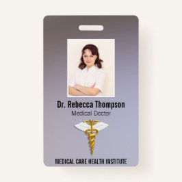 Tarjeta De Identificación Elegante médica Caduceus Gold Wings White ID