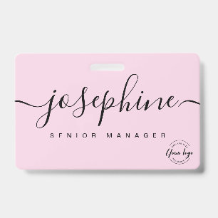 Tarjeta De Identificación Elegante nombre de negocio personalizado con logot
