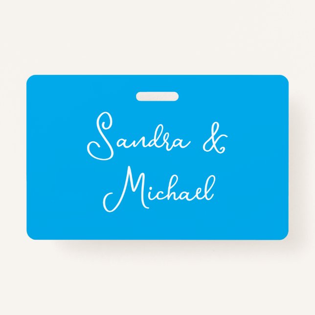 Tarjeta De Identificación Elegante Personalizado personalizado azul de Azure (Anverso)