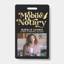 Tarjeta De Identificación Elegante Photo Gold Agente de préstamos notariales