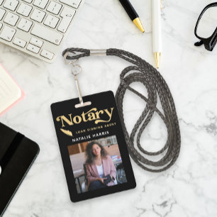 Tarjeta De Identificación Elegante Photo Notary Agente de préstamos notarial