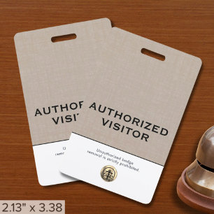 Tarjeta De Identificación Elegante placa de visitante autorizada personaliza