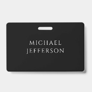 Tarjeta De Identificación Elegante Plano Negro Blanco Personalizado